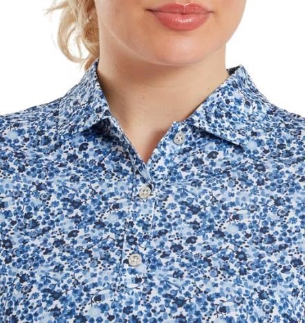 FootJoy Cap Sleeve Lisle women's polo, navy floral print
