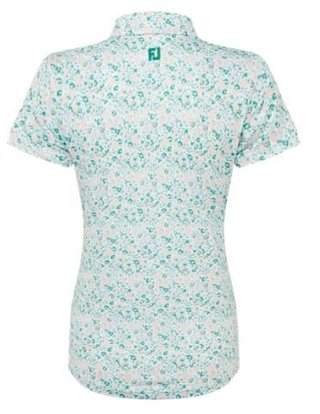 FootJoy Cap Sleeve Lisle women's polo, tile blue floral print