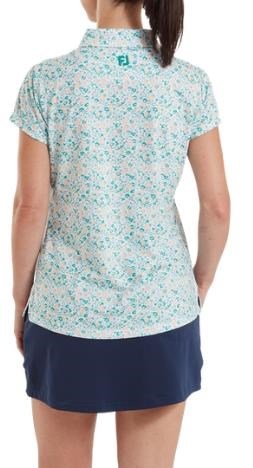 FootJoy Cap Sleeve Lisle women's polo, tile blue floral print