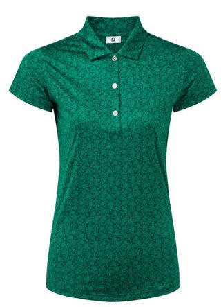 FootJoy Painted Floral Cap Sleeve Lisle women's polo, field green