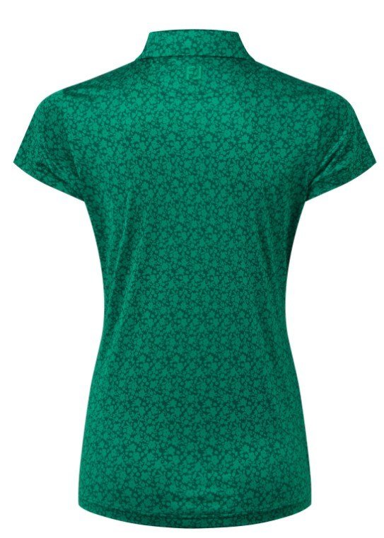 FootJoy Painted Floral Cap Sleeve Lisle women's polo, field green