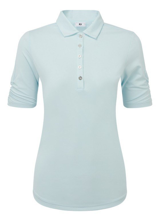 FootJoy Half Sleeve Ruched Lisle women's polo, glacial blue