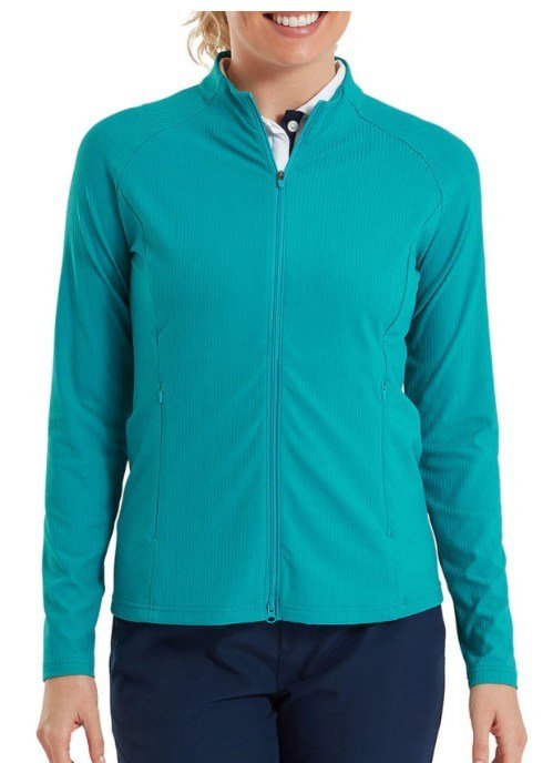 FootJoy Full-Zip Rib Midlayer women's sweatshirt, tile blue