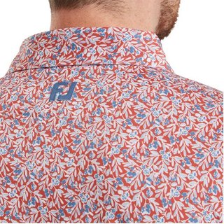 FootJoy Meadow Print Lisle men's polo, nantucket red/hambray/coastal blue