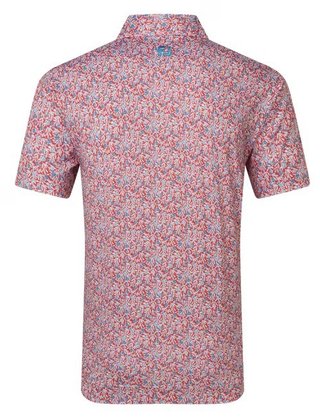 FootJoy Meadow Print Lisle men's polo, nantucket red/hambray/coastal blue
