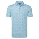 FootJoy Meadow Print Lisle men's polo, blue reef/sea glass/deep reef