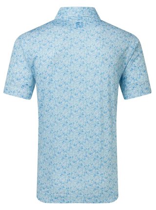 FootJoy Meadow Print Lisle men's polo, blue reef/sea glass/deep reef