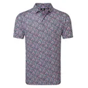 FootJoy Meadow Print Lisle men's polo, black/vivid violet/pink pop