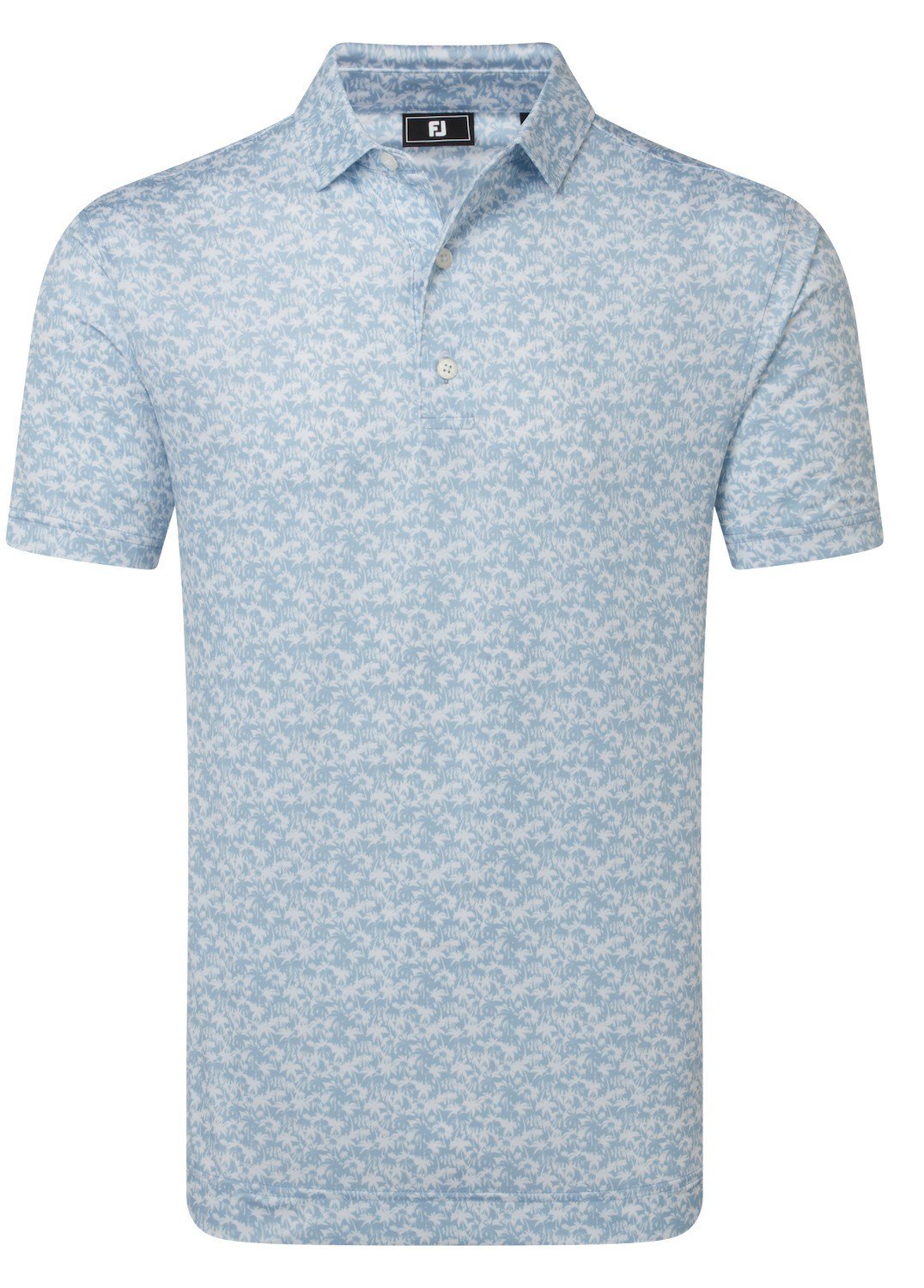 FootJoy Hidden Palm Print Lisle men's polo, chambray/white
