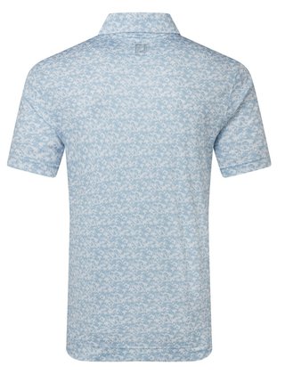 FootJoy Hidden Palm Print Lisle men's polo, chambray/white