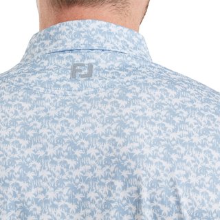 FootJoy Hidden Palm Print Lisle men's polo, chambray/white