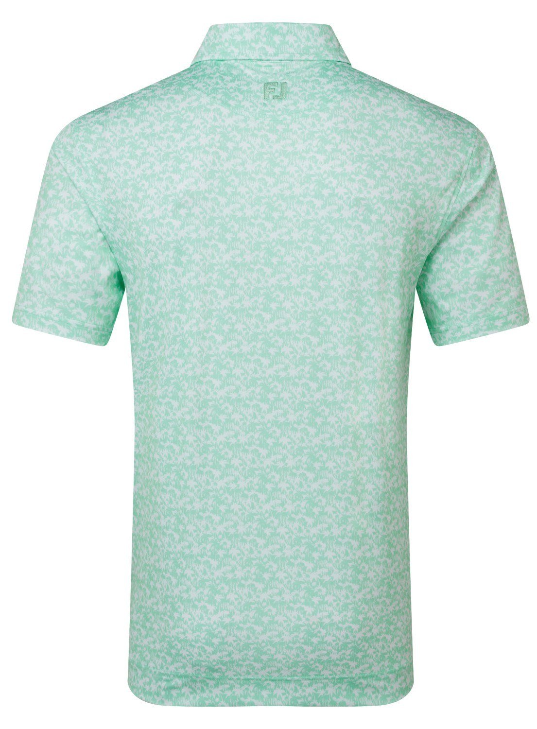 FootJoy Hidden Palm Print Lisle men's polo, sea glass/white