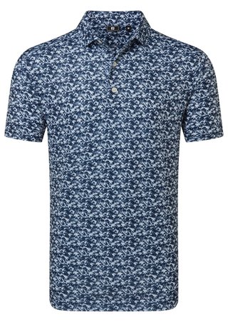 FootJoy Hidden Palm Print Lisle men's polo, navy/white
