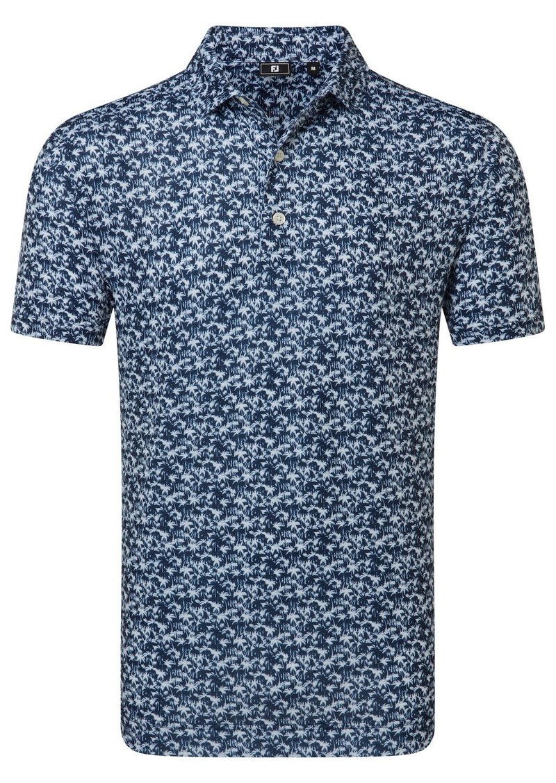 FootJoy Hidden Palm Print Lisle men's polo, navy/white