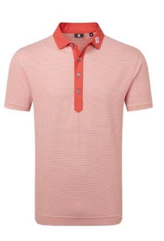 FootJoy Feeder Stripe Pique men's polo, nantucket red