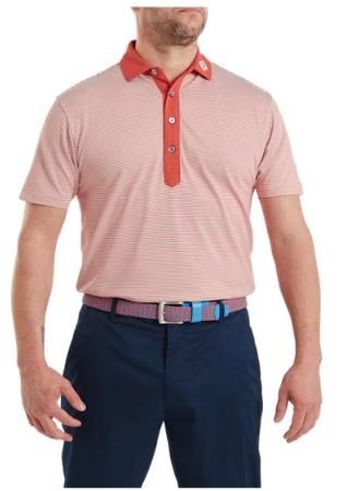 FootJoy Feeder Stripe Pique men's polo, nantucket red