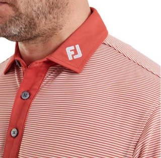 FootJoy Feeder Stripe Pique men's polo, nantucket red