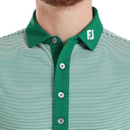 FootJoy Feeder Stripe Pique men's polo, field green