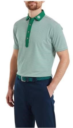 FootJoy Feeder Stripe Pique men's polo, field green