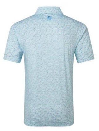 FootJoy Surfs Up Print Lisle men's polo, deep reef/white/sea glass/blue reef