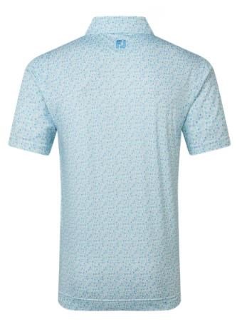 FootJoy Surfs Up Print Lisle men's polo, deep reef/white/sea glass/blue reef