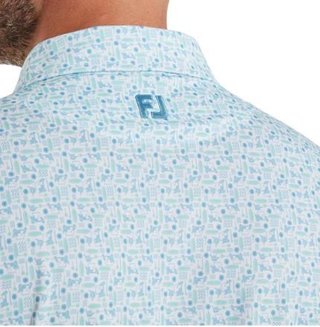 FootJoy Surfs Up Print Lisle men's polo, deep reef/white/sea glass/blue reef