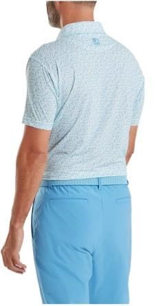 FootJoy Surfs Up Print Lisle men's polo, deep reef/white/sea glass/blue reef