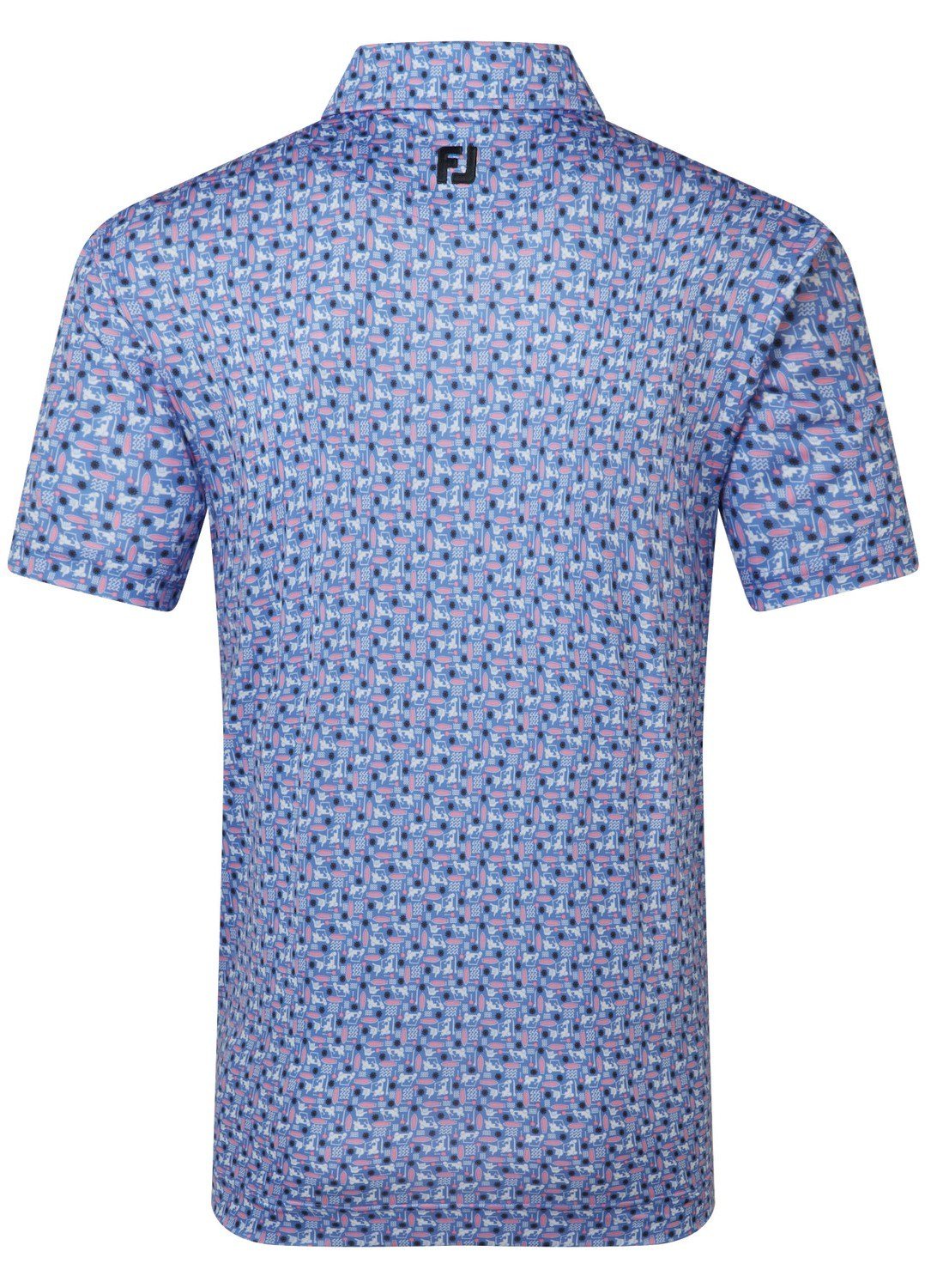 FootJoy Surfs Up Print Lisle men's polo, white/vivid violet/pink pop/black