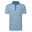 FootJoy Condensed Camo Print Lisle men's polo, white/chambray/coastal blue