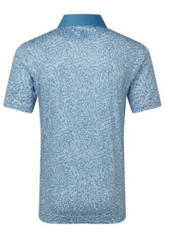 FootJoy Condensed Camo Print Lisle men's polo, white/chambray/coastal blue