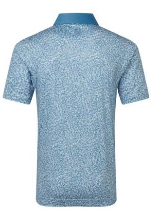FootJoy Condensed Camo Print Lisle men's polo, white/chambray/coastal blue
