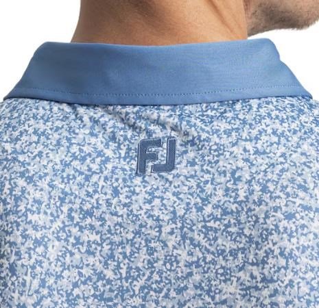 FootJoy Condensed Camo Print Lisle men's polo, white/chambray/coastal blue