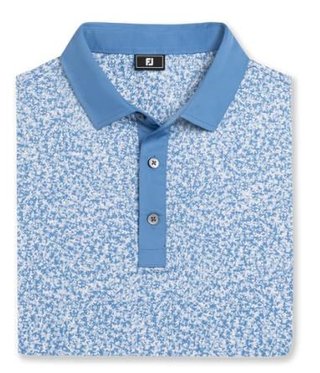 FootJoy Condensed Camo Print Lisle men's polo, white/chambray/coastal blue