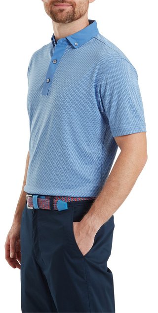 FootJoy Star Geo Jacquard men's polo, coastal blue