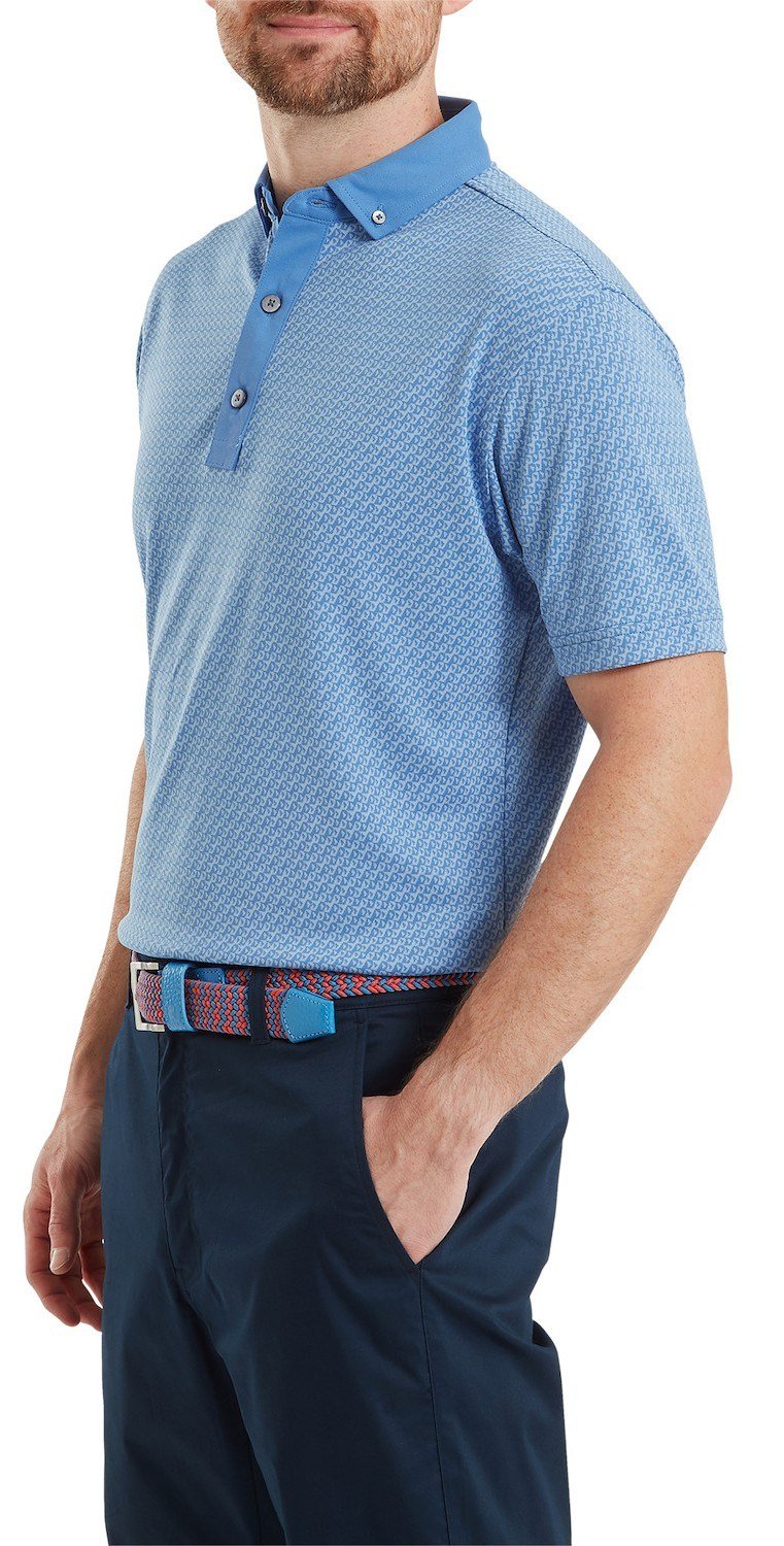 FootJoy Star Geo Jacquard men's polo, coastal blue