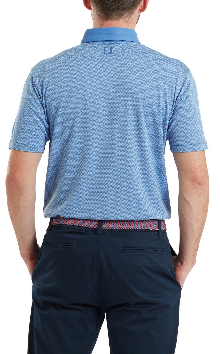 FootJoy Star Geo Jacquard men's polo, coastal blue
