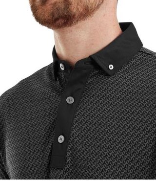 FootJoy Star Geo Jacquard men's polo, black