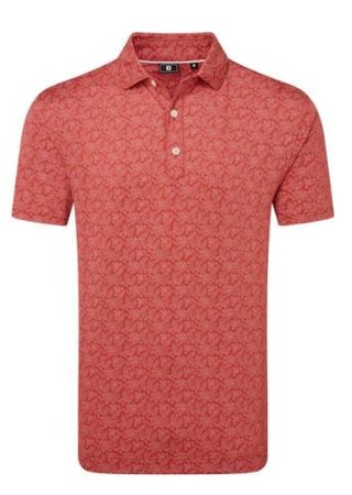 FootJoy Wingtip Floral Lisle men's polo, nantucket red/white