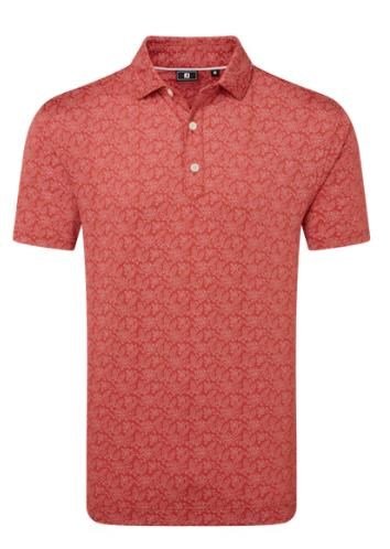 FootJoy Wingtip Floral Lisle men's polo, nantucket red/white