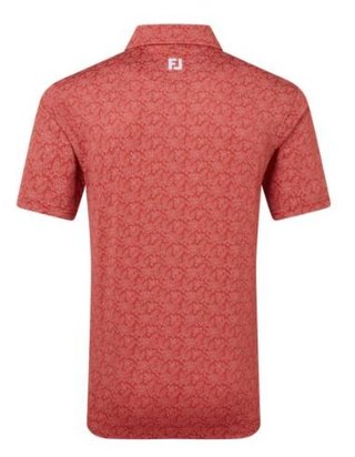 FootJoy Wingtip Floral Lisle men's polo, nantucket red/white