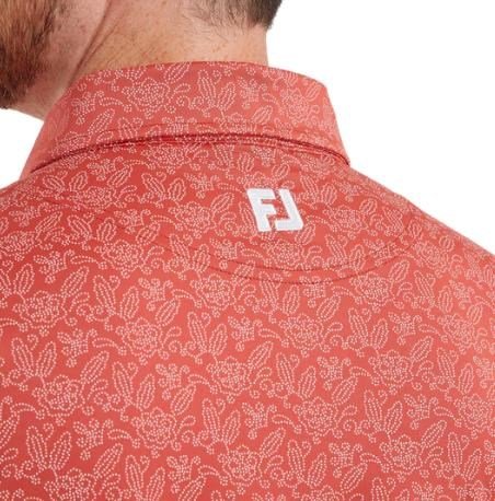 FootJoy Wingtip Floral Lisle men's polo, nantucket red/white