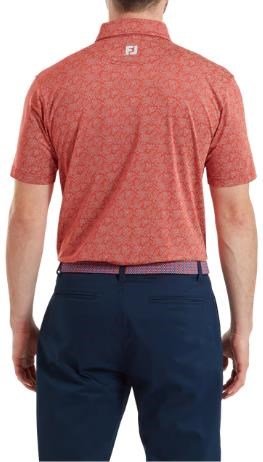 FootJoy Wingtip Floral Lisle men's polo, nantucket red/white