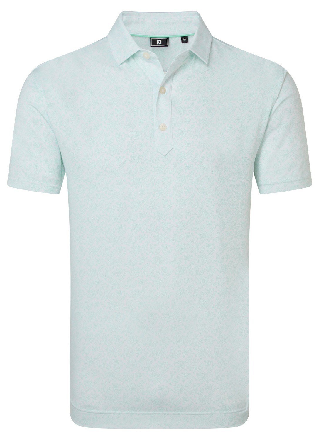 FootJoy Wingtip Floral Lisle men's polo, white/sea glass