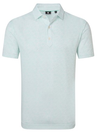FootJoy Wingtip Floral Lisle men's polo, white/sea glass