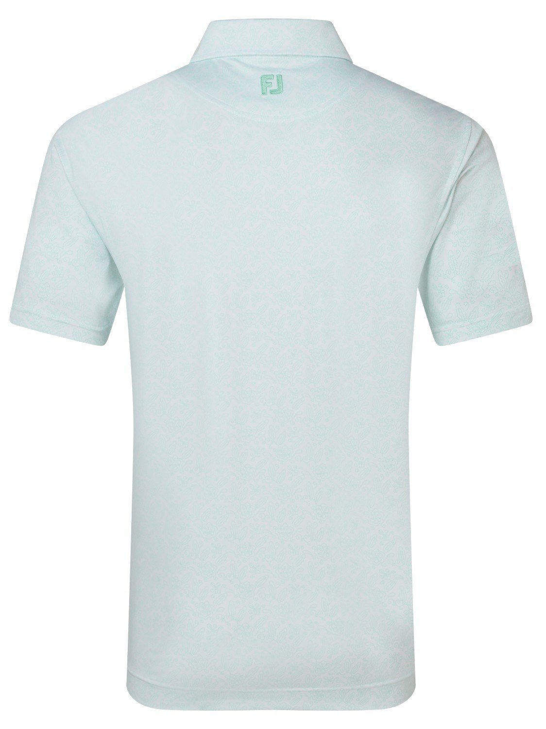 FootJoy Wingtip Floral Lisle men's polo, white/sea glass