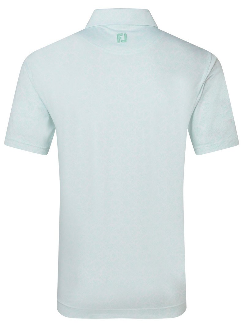 FootJoy Wingtip Floral Lisle men's polo, white/sea glass