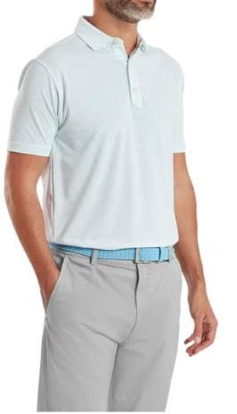 FootJoy Wingtip Floral Lisle men's polo, white/sea glass