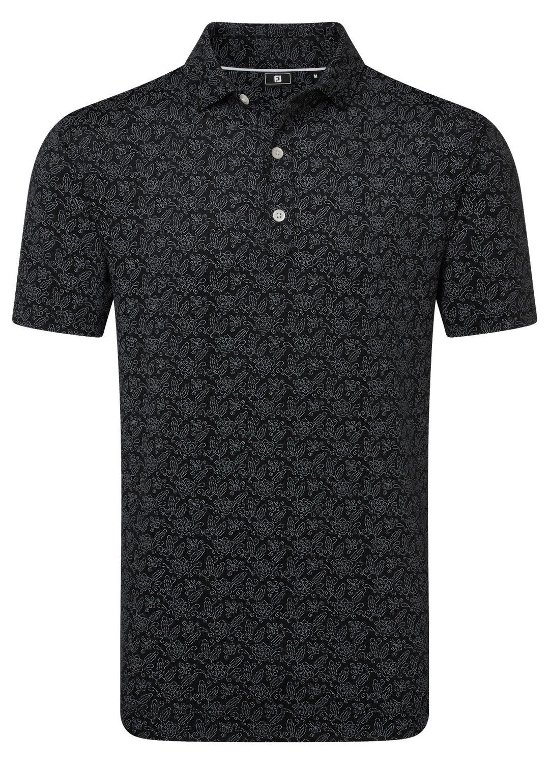 FootJoy Wingtip Floral Lisle men's polo, black/white