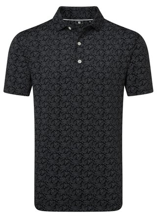 FootJoy Wingtip Floral Lisle men's polo, black/white
