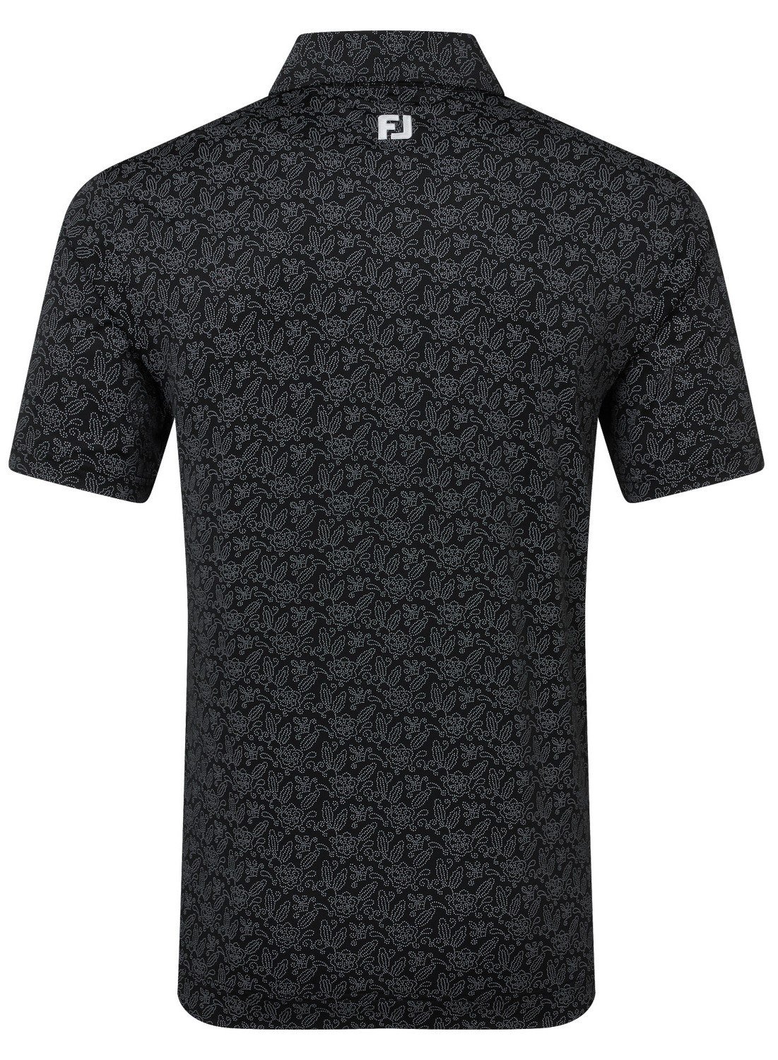 FootJoy Wingtip Floral Lisle men's polo, black/white